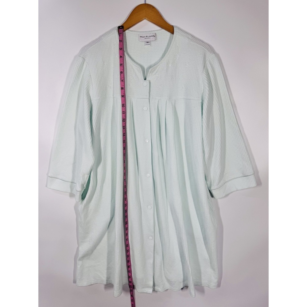 Miss Elaine Nightgown Women's 2X Mint Green Waffle Knit House Dress Cottagecore - Picture 8 of 12